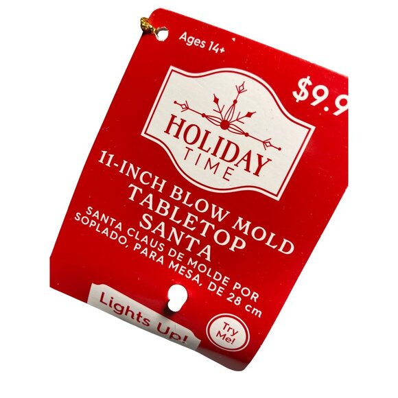 Holiday Time 11 Inch Blow Mold Tabletop Santa With Lantern Lights Up Ages 14+ - Picture 2 of 12